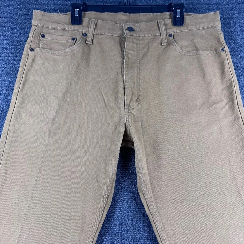 Levi's 513 Slim Straight Pants Mens 38x32 W38 L32 Tan Khaki Stretch Casual